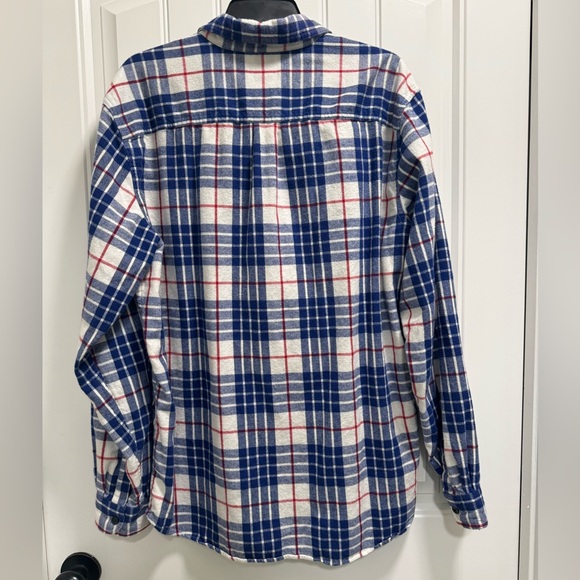 L.L.Bean Men’s Traditional Fit Blue & White Flannel Plaid Button-Down Shirt -L - Picture 3 of 5